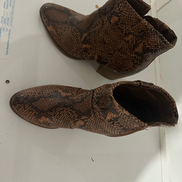 Brown Snake Print Ankle Boots - Picture 5 of 7